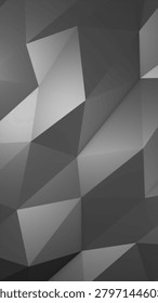 Minimal gray low poly geometric texture with faceted 3D surfaces, angular shadows, and modern monochrome background.