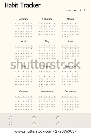 Minimal Habit Tracker Printable Planner Template