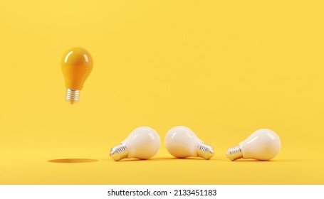 Minimal Idea Yellow Light Bulb Floating Stock Illustration 2133451183 ...