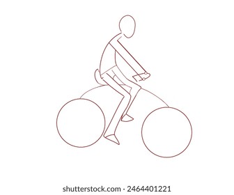 Minimal illustration of figure riding a bicycle. The line drawing is created in a clean, modernists style showing health, leisure, motion, travel, and activity in a gender-neutral style. - Powered by Shutterstock