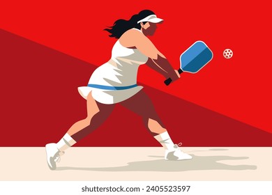 Minimal illustration of woman playing pickleball to lose weight in 2024. - Powered by Shutterstock