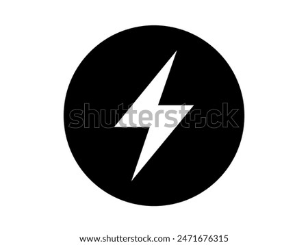 Minimal lightning bolt button icon in clean modern flat style. Suitable for UI UX design, energy, power, fast action, electricity and performance features. Isolated on white background.