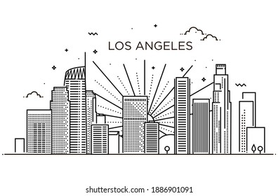 Minimal Los Angeles Linear Skyline. Line Art