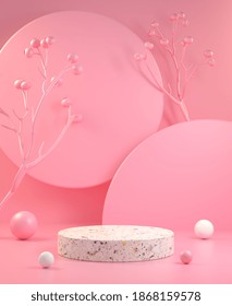 Minimal Modern Mockup Display With Pastel Pink Natural Concept Abstract Background 3d Render