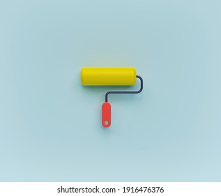 Minimal Paint Roller Brush Icon, Symbol Isolated. 3d Rendering