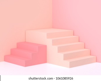 Minimal Pink Staircasestairway 3d Rendering Geometric Stock ...