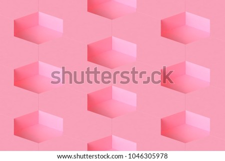 minimal pink background hexagon modular 3d rendering