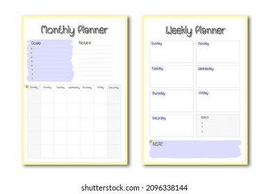 Minimal planner page. Monthly and weekly planner for take notes. - Powered by Shutterstock