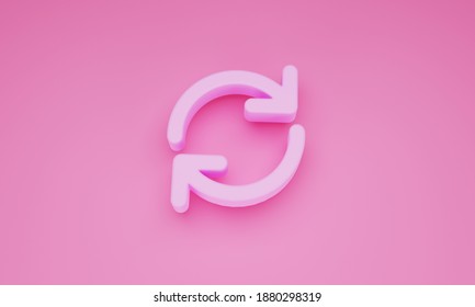 Minimal Refresh Icon On Pink Background. 3d Rendering.