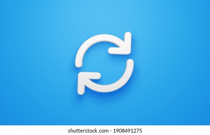 Minimal Refresh Symbol On Blue Background. 3d Rendering.