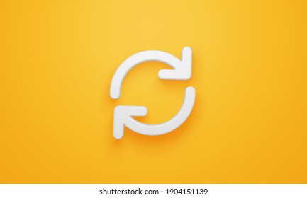 Minimal Refresh Symbol On Yellow Background. 3d Rendering.