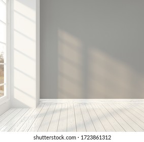 Minimal room with gray wall. 3D rendering