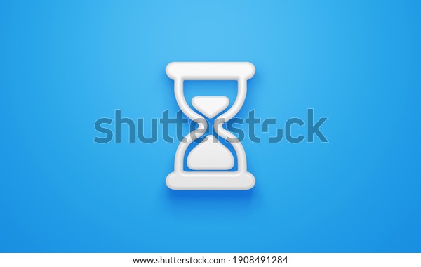 Minimal sand watch symbol on blue background.\
3d rendering.