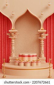 Minimal Scene, Design For Diwali Festival Product Display Podium, 3d Render Background