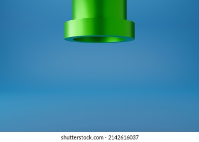 Minimal scene Green Podium on blue background. Geometric shape.3D rendering.Use For Product Showcase.