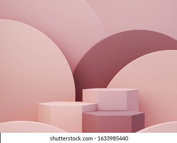 Minimal scene with podium and abstract background. Geometric shapes. Pastel colors scene. Minimal 3d rendering. Scene with geometrical forms and textured background for cosmetic product. 3d render.  - Powered by Shutterstock