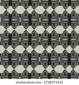  Minimal seamless pattern with interlocking square shapes in graysc