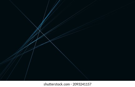 Minimal simple intersection of blue laser beams in deep dark space. Laconic neat digital 3d illustration. Great as cover print design for electronics, backdrop, template, blank, concept presentations.