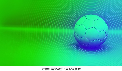 Minimal Sports, Football 3D Illustration Concept. A Vibrant, Colorful Sports Graphic Card With Copy Space Ideal For Match Scores, Statistics Or Team Players