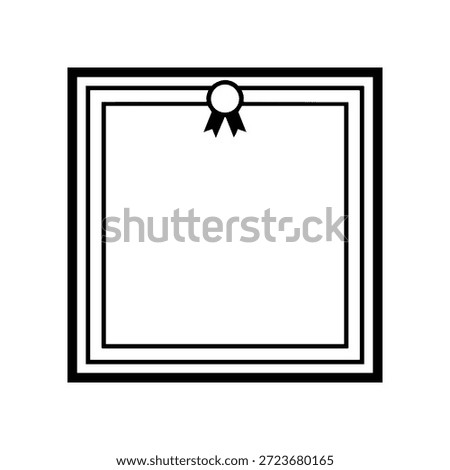 Minimal square certificate frame template with clean symmetric borders, elegant line-art style for diploma and award themes, isolated on white, trace-ready vector.
