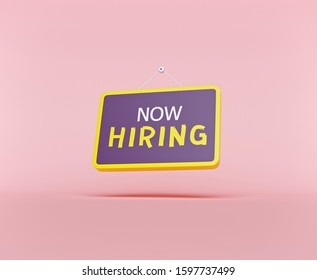 minimal style, Now Hiring Sign board isolated on pastel background. new job opening concept. 3d rendering - Powered by Shutterstock