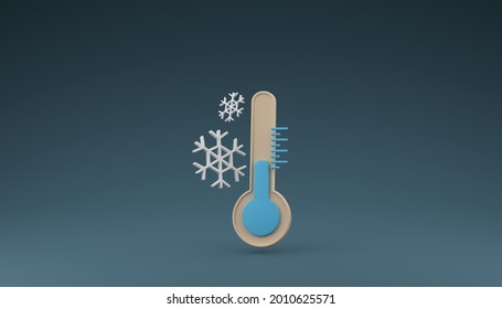 Minimal Thermometer With Low Temperature Freezing Point Conceptual 3D Rendering Illustration