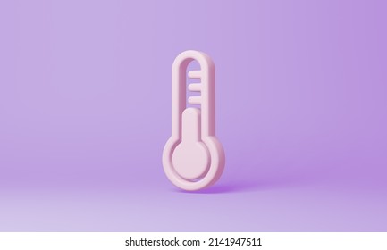 Minimal Thermometer Symbol On Purple Background. 3d Rendering.