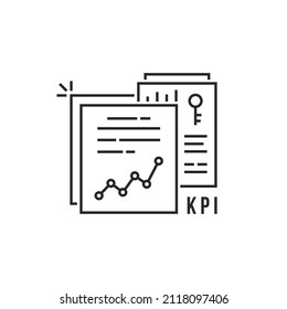 Minimal Thin Line Kpi Icon Like Scorecard. Lineart Trend Modern Stroke Logotype Graphic Art Design Infographic Element Isolated On White Background. Concept Of Improved Sales Figures And Monitoring