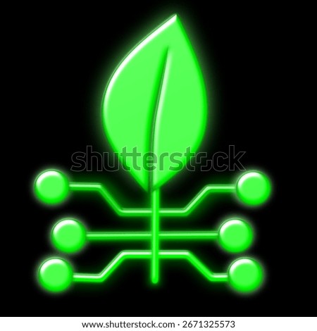 Minimal vector icon of bio internet and eco network. Combination of leaf and digital connection, symbol of green communication and sustainable technology. Perfect for eco, bio, and future projects.