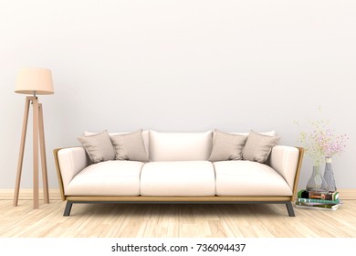 1,395 Empty Living Room With Sofa, Plants And Cabinet On Empty White ...