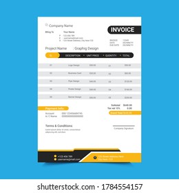 Minimal Yellow Black Invoice Template Designbilling Stock Illustration ...