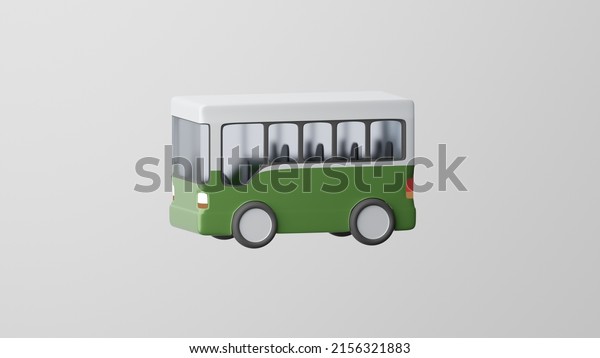 Minimalism bus, transport symbol, trip emoji.\
Isolated on white background. 3d\
rendering