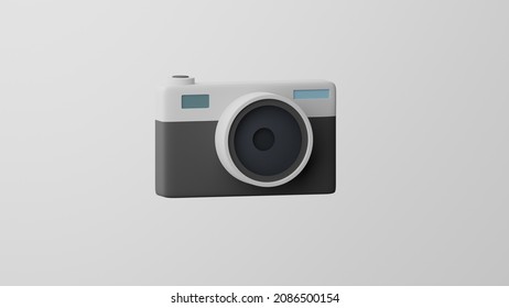 Minimalism camera with lens, camera  emoji, photo symbol. On white background. 3d render - Powered by Shutterstock