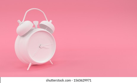 Minimalism concept girly mockup with simple alarm-clock on pink background 3d render - Shutterstock ID 1563629971