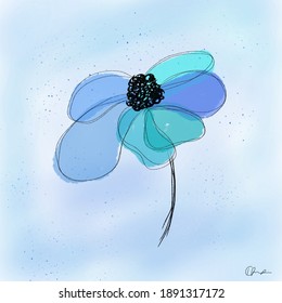 Minimalism Flora Pleasing Art. Look Into The Blue Shades Drift Away