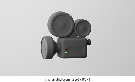 Minimalism Movie Camera, Film Emoji, Movies Symbol. On White Background. 3d Render