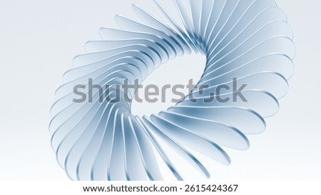 Minimalist 3D render of a smooth abstract spiral shape in soft blue tones. Futuristic and geometric structure ideal for technology, design, and digital art backgrounds.