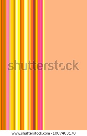 Minimalist abstract background with parallel vertical stripes in tropical colors on the left and very light orange copy space on the right