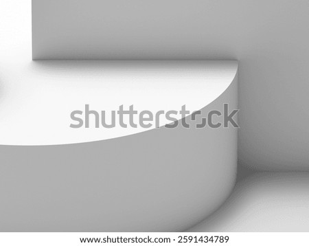 A minimalist abstract composition showcasing smooth white surfaces and curved geometric shapes, representing simplicity, balance, and modern design. 3d rendering illustration
