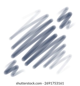 A minimalist abstract digital artwork featuring soft brush strokes in bluish-gray tones on a clean white background. The piece captures a sense of spontaneous expression and calm elegance.