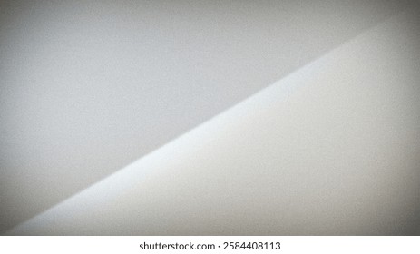 Minimalist abstract gradient featuring soft gray and white hues divided diagonally with a grainy texture, perfect for clean, modern backdrops