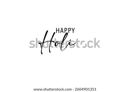Minimalist black vector illustration featuring the text "Happy Holi" in an elegant, simple design, celebrating the festival of colors