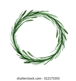 Minimalist Botanical Watercolor Wreath Illustration. Design Element For Wedding Invitation, Greeting Card, Logo, Tag, Label.