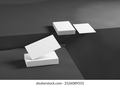 Minimalist business card mockup set on dark textured background with clean layout for modern branding presentation

 - Powered by Shutterstock