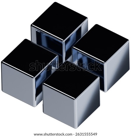Minimalist Chrome Cubes in Square Layout