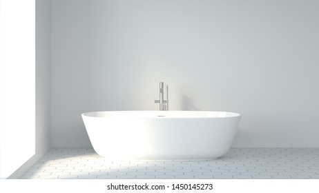 Minimalist clean bathroom background image decor 3d rendering, Scandinavian design style free space for text