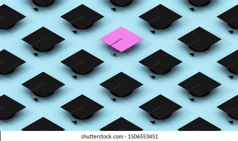 Minimalist Composition Pattern Black Graduation Caps Stock Illustration ...