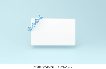 Minimalist design featuring a blue DNA helix placed on the corner of a blank white card, set against a light blue background. Ideal for science, genetics, or medical themes. - Powered by Shutterstock