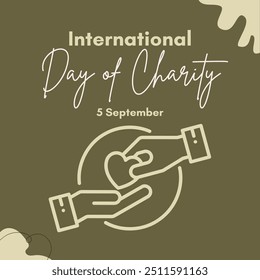 Minimalist design for International Day of Charity with hands holding a heart. Ideal for social media posts and promotional materials. - Powered by Shutterstock