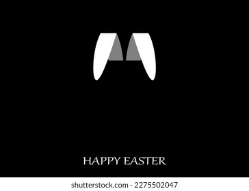 Minimalist Easter background design. Rabbit ears and space for text. Black and white design. - Powered by Shutterstock